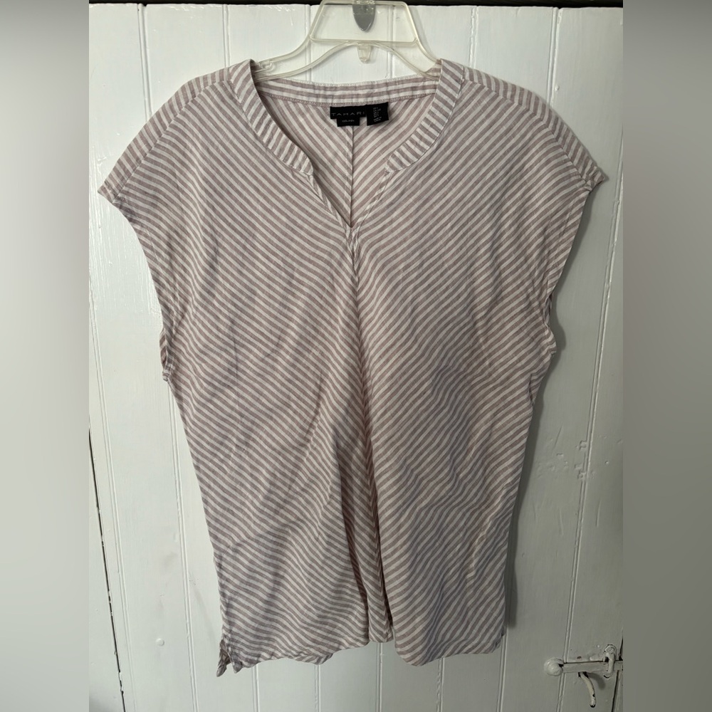 Tahari striped linen shirt